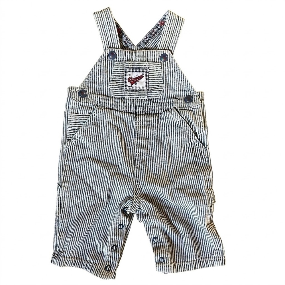 Y2K Children’s Place Baby Boy Striped Baseball Overalls Size 0-3M “Baby Slugger”
